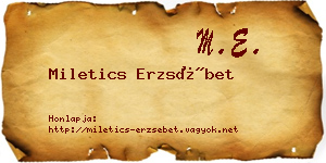 Miletics Erzsébet névjegykártya